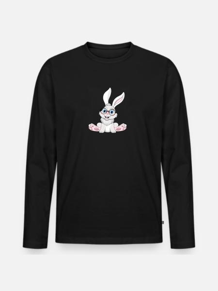 Sjov kanin cool nørd kanin med briller - Premium økologisk langærmet T-shirt til mænd - sort