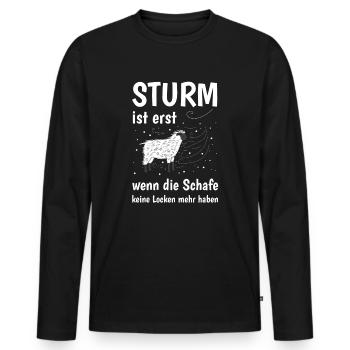 Sturm ist erst wenn die Schafe keine Locken haben - Männer Premium Bio Langarmshirt - Schwarz - Vorne - Nico (187cm)