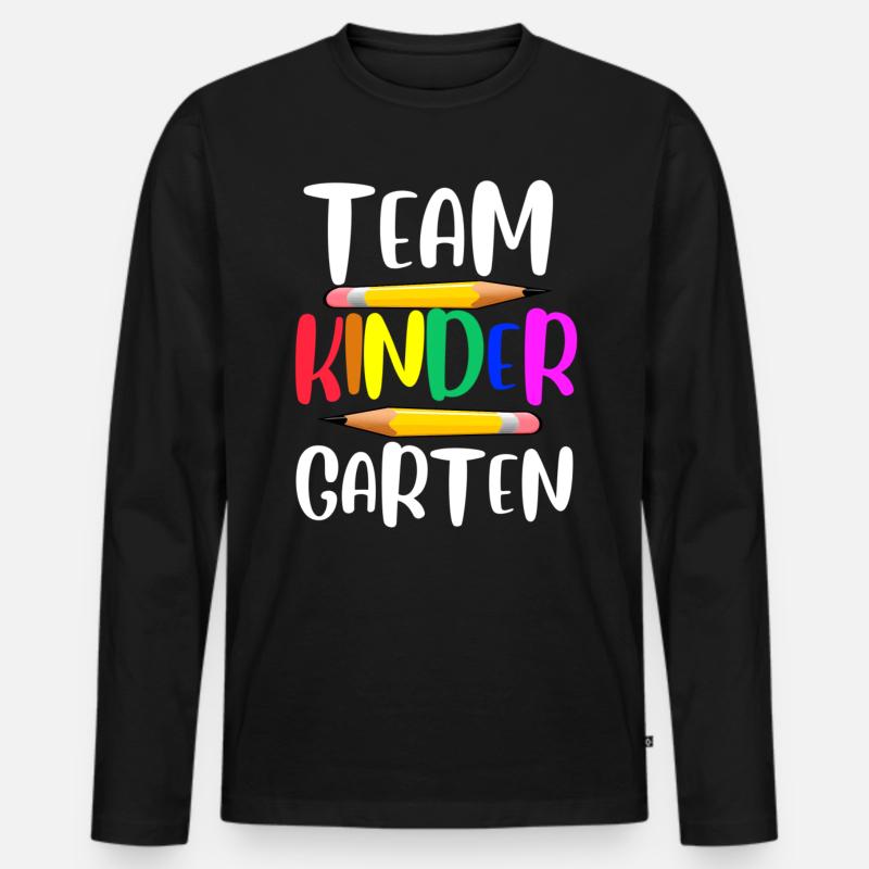 Team Kindergarten - Männer Premium Bio Langarmshirt - Schwarz