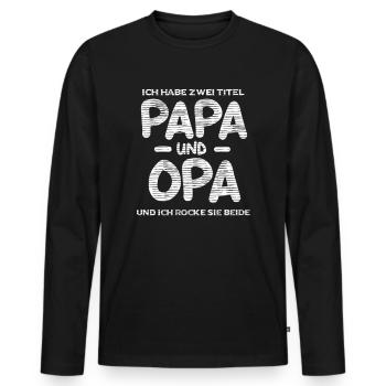 Ich habe zwei titel papa und opa - Männer Premium Bio Langarmshirt - Schwarz - Vorne - Nico (187cm)