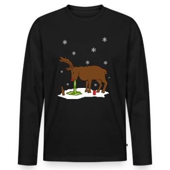 Ugly Christmas reindeer - Men's Premium Organic Long Sleeve Shirt - black - Front - Nico (187cm)