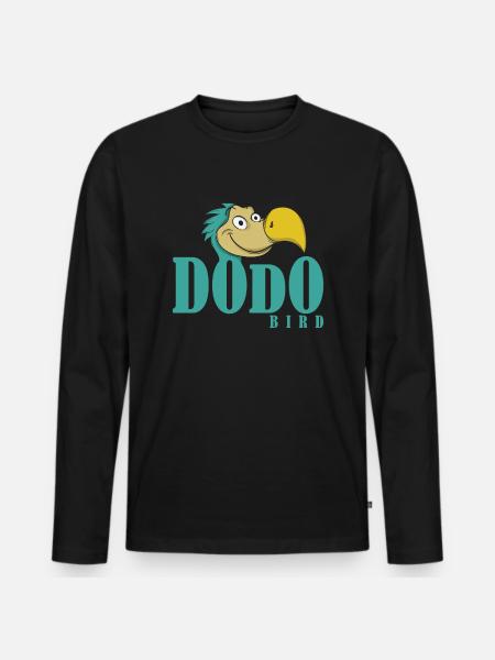 Dodo font with dodo head - Men's Premium Organic Long Sleeve Shirt - black