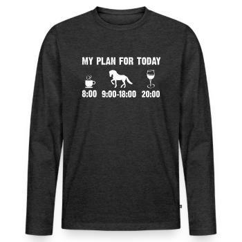 My plan for today - coffee riding wine - Men's Premium Organic Long Sleeve Shirt - heather anthracite - Front - Nico (187cm)