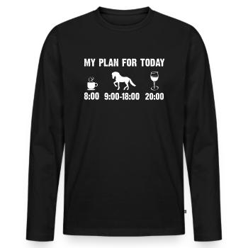 My plan for today - coffee riding wine - Men's Premium Organic Long Sleeve Shirt - black - Front - Nico (187cm)