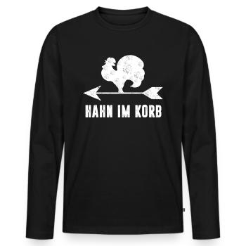 Hahn im Korb - Männer Premium Bio Langarmshirt - Schwarz - Vorne - Nico (187cm)