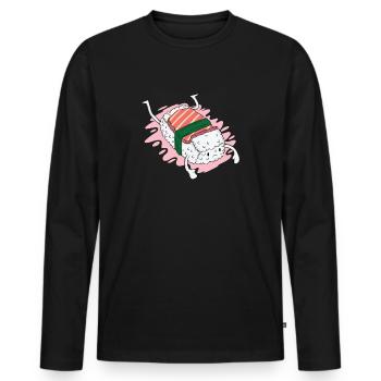 Sushi rice with salmon - Men's Premium Organic Long Sleeve Shirt - black - Front - Nico (187cm)