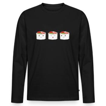 riz à sushi drôle - T-shirt manches longues Premium bio Homme - noir - Devant - Nico (187cm)