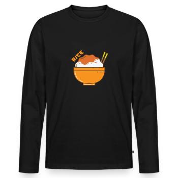 Rice bowl with chopsticks - Men's Premium Organic Long Sleeve Shirt - black - Front - Nico (187cm)
