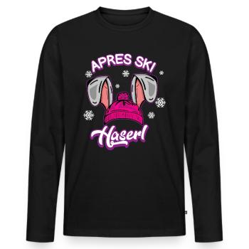 Apres Ski Hase - Männer Premium Bio Langarmshirt - Schwarz - Vorne - Nico (187cm)