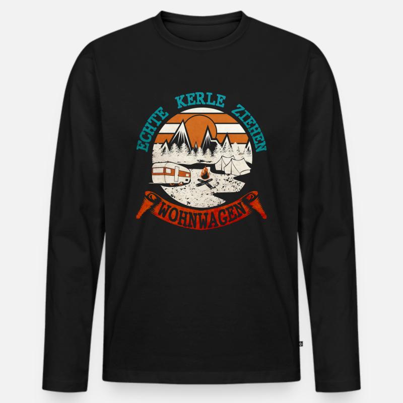 Echte kerle ziehen Wohnwagen - Männer Premium Bio Langarmshirt - Schwarz