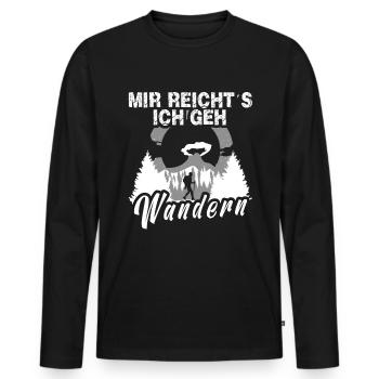 Mir reichts ich geh wandern - Männer Premium Bio Langarmshirt - Schwarz - Vorne - Nico (187cm)