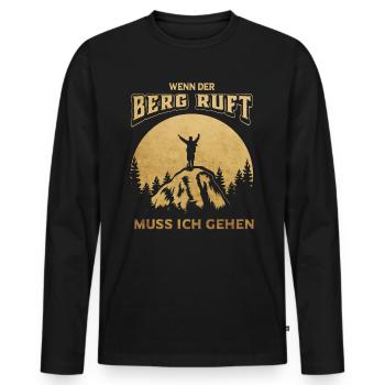 Wenn der Berg ruft muss ich gehen! - Männer Premium Bio Langarmshirt - Schwarz - Vorne - Nico (187cm)