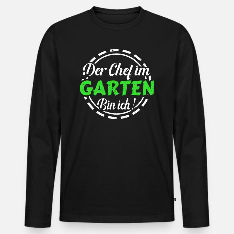 Der Chef im Garten bin ich ! - Männer Premium Bio Langarmshirt - Schwarz