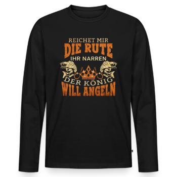 Reichet mir die Rute der König will Angeln - Männer Premium Bio Langarmshirt - Schwarz - Vorne - Nico (187cm)