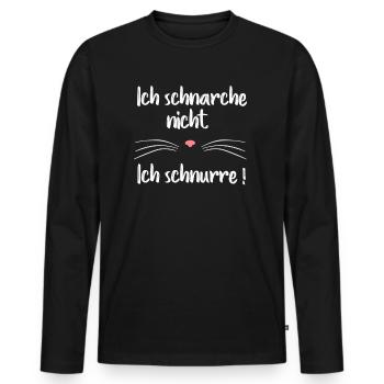 Ich schnarche nicht ich schnurre - Männer Premium Bio Langarmshirt - Schwarz - Vorne - Nico (187cm)