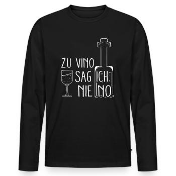 Zu vino sag ich nie no - Männer Premium Bio Langarmshirt - Schwarz - Vorne - Nico (187cm)