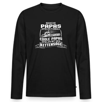 Coole Papas spielen mit der Kettensäge - Männer Premium Bio Langarmshirt - Schwarz - Vorne - Nico (187cm)