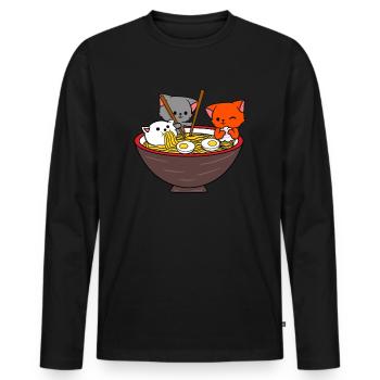 Ramen kawaii cat anime - Men's Premium Organic Long Sleeve Shirt - black - Front - Nico (187cm)