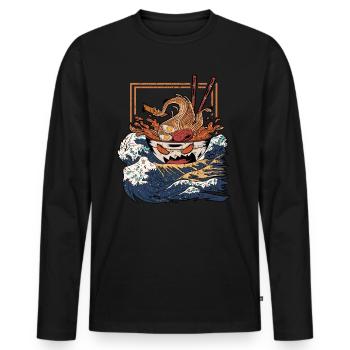 Ramen Kawaii Anime Japan Noodles Shirt Ramen Bowl - Men's Premium Organic Long Sleeve Shirt - black - Front - Nico (187cm)