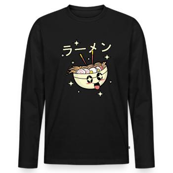 Ramen Kawaii Anime Japan Noodles Shirt Ramen Bowl - Men's Premium Organic Long Sleeve Shirt - black - Front - Nico (187cm)