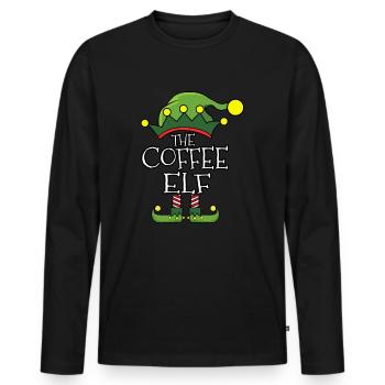 The Coffee Drinking Elf Christmas 2020 Christmas - Men's Premium Organic Long Sleeve Shirt - black - Front - Nico (187cm)