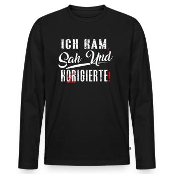 Ich Kam Sah Und Korrigierte Deutsch Grammatik - Männer Premium Bio Langarmshirt - Schwarz - Vorne - Nico (187cm)