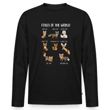 Foxes of the World Renards du monde Renard doux - T-shirt manches longues Premium bio Homme - noir - Devant - Nico (187cm)