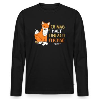Ich mag halt einfach Füchse, Okay - Männer Premium Bio Langarmshirt - Schwarz - Vorne - Nico (187cm)