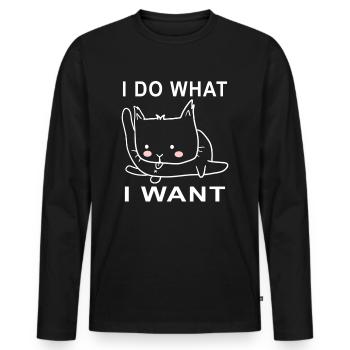 I Do What I Want Cat Chats Meme - T-shirt manches longues Premium bio Homme - noir - Devant - Nico (187cm)