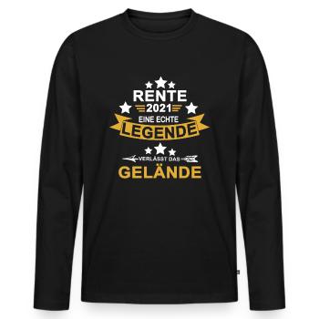 Rente 2021 Eine Echte Legende Verlässt Das Gelände - Männer Premium Bio Langarmshirt - Schwarz - Vorne - Nico (187cm)