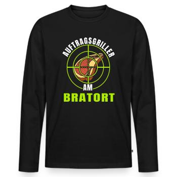 Auftrags Griller Am Bratort - Männer Premium Bio Langarmshirt - Schwarz - Vorne - Nico (187cm)