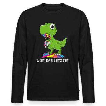Wie das letzte Einhorn T-rex isst Einhorn Dino - Männer Premium Bio Langarmshirt - Schwarz - Vorne - Nico (187cm)