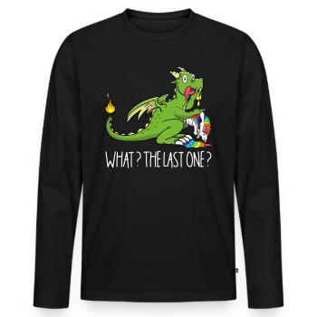 Wie das letzte Einhorn T-rex isst Einhorn Dino - Männer Premium Bio Langarmshirt - Schwarz - Vorne - Nico (187cm)