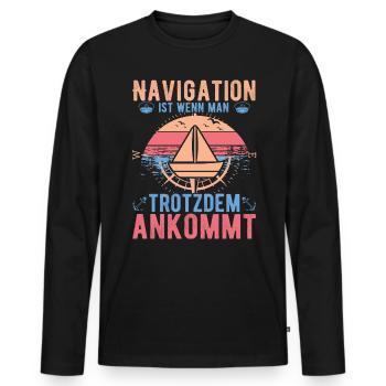 Segeln Segler Segelboot Kapitän Navigation - Männer Premium Bio Langarmshirt - Schwarz - Vorne - Nico (187cm)
