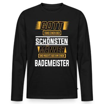 Bademeister, einer der mutigsten Männer der Welt - Männer Premium Bio Langarmshirt - Schwarz - Vorne - Nico (187cm)