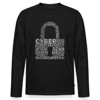 Cybersécurité Wordcloud Cadenas - T-shirt manches longues Premium bio Homme - noir - Devant - Nico (187cm)