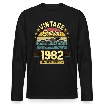 Vintage Octobre 1982 40 Ans Anniversaire - T-shirt manches longues Premium bio Homme - noir - Devant - Nico (187cm)