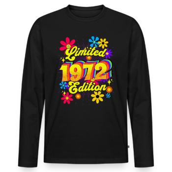 Rétro et Vintage 1972 Femme 50 Ans Anniversaire - T-shirt manches longues Premium bio Homme - noir - Devant - Nico (187cm)