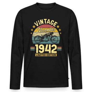 Vintage November 1942 80 years Anniversary - Men's Premium Organic Long Sleeve Shirt - black - Front - Nico (187cm)