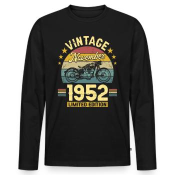 Vintage Novembre 1952 70 Ans Anniversaire - T-shirt manches longues Premium bio Homme - noir - Devant - Nico (187cm)