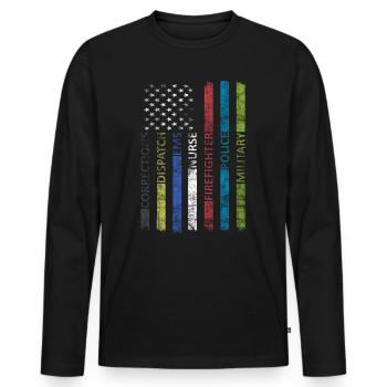 American Flag - Patriotic - Men's Premium Organic Long Sleeve Shirt - black - Front - Nico (187cm)