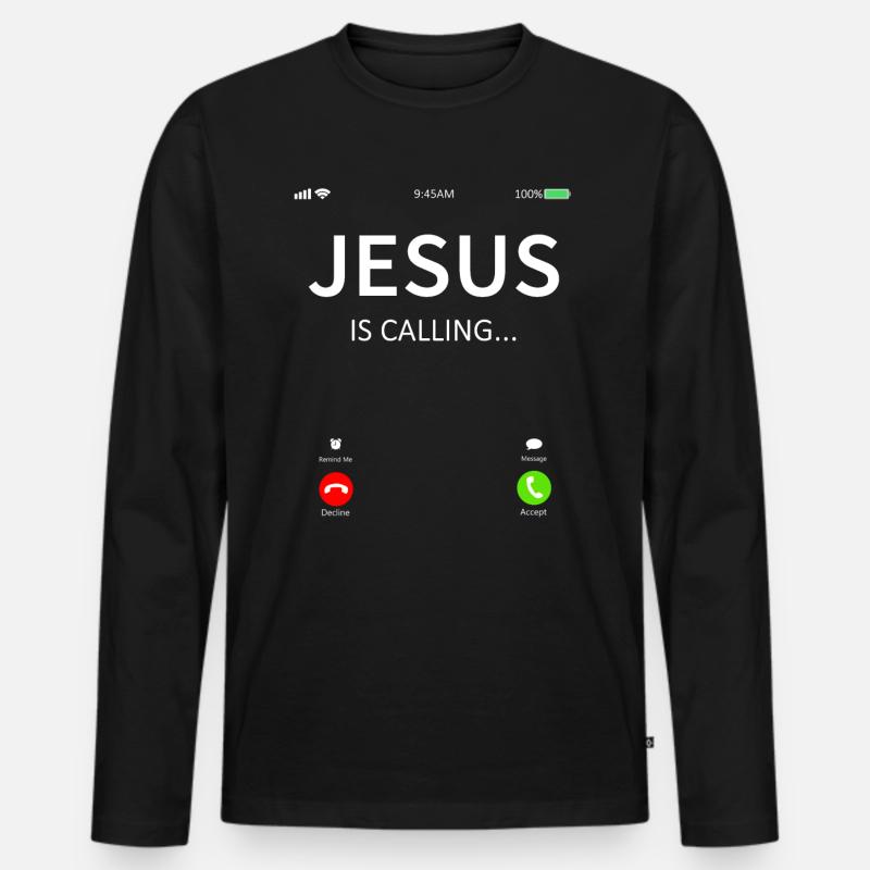 Jesus ruft Christen - Männer Premium Bio Langarmshirt - Schwarz