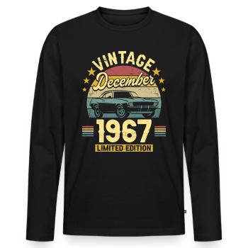 Vintage December 1967 55 years anniversary - Men's Premium Organic Long Sleeve Shirt - black - Front - Nico (187cm)