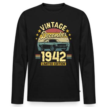 Vintage December 1942 80 years Anniversary - Men's Premium Organic Long Sleeve Shirt - black - Front - Nico (187cm)