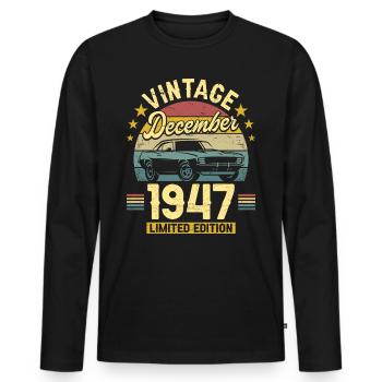 Vintage December 1947 75 years anniversary - Men's Premium Organic Long Sleeve Shirt - black - Front - Nico (187cm)