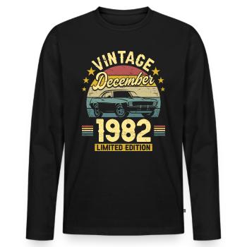 Vintage Décembre 1982 40 Ans Anniversaire - T-shirt manches longues Premium bio Homme - noir - Devant - Nico (187cm)
