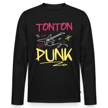Tonton Punk Rock - T-shirt manches longues Premium bio Homme - noir - Devant - Nico (187cm)