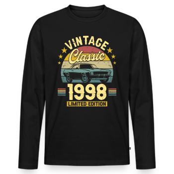 Voiture Vintage 1998 25 Ans Anniversaire - T-shirt manches longues Premium bio Homme - noir - Devant - Nico (187cm)