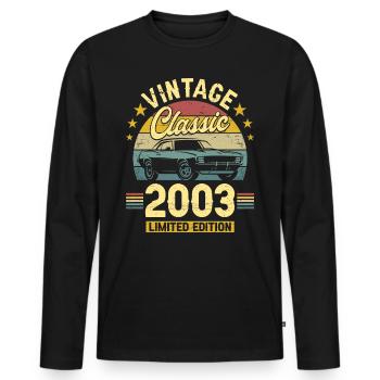 Autojahrgang 2003 20-jähriges Jubiläum - Männer Premium Bio Langarmshirt - Schwarz - Vorne - Nico (187cm)