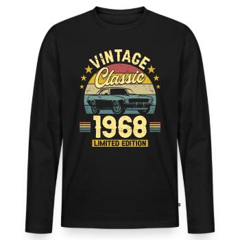 Car Vintage 1968 55 Years Anniversary - Men's Premium Organic Long Sleeve Shirt - black - Front - Nico (187cm)
